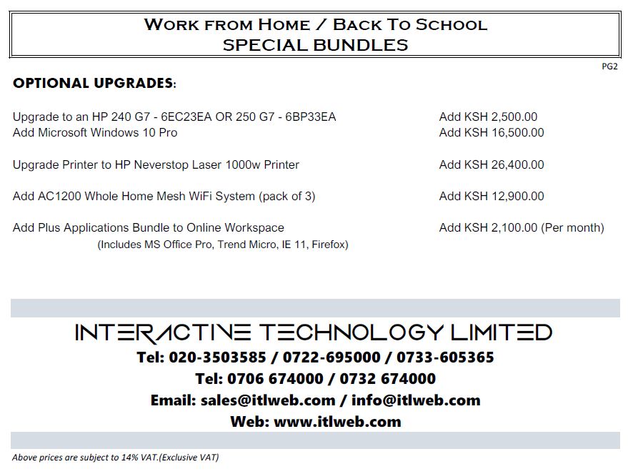 Work from Home Back to School OFFERS April 2020 PG2B